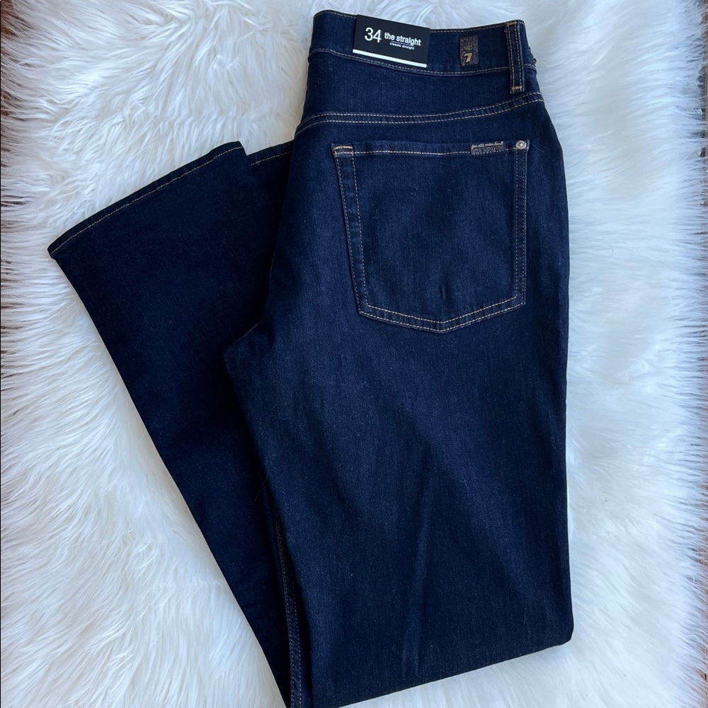 🆕 7 For All Mankind Jeans Men’s The Straight Classic Dark Wash Size 34x32 - Picture 6 of 11